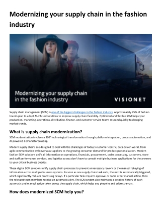 Modernizing your supply chain in the fashion industry