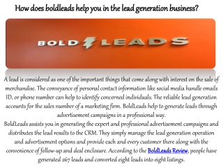 How does boldleads help you in the lead generation business?