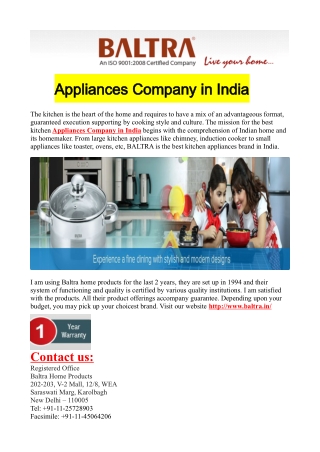 Appliances Company in India