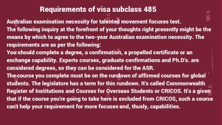 Visa Subclass 485 | 485 Subclass Visa