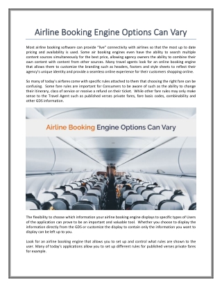 Airline Booking Engine Options Can Vary