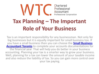 Tax Planning – The Important Role of Your Business