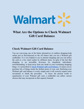 Check Walmart Gift Card Balance | Redeem Walmart Visa Gift Card Online