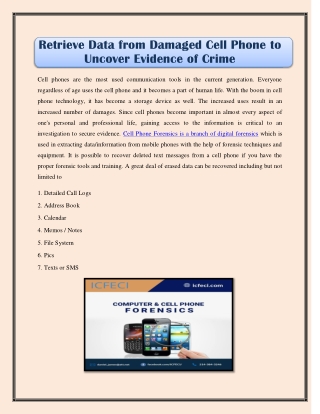 Retrieve Data from Damaged Cell Phone to Uncover Evidence of Crime