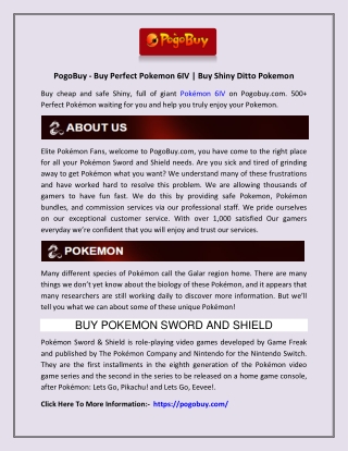 PogoBuy - Buy Perfect Pokemon 6IV | Buy Shiny Ditto Pokemon