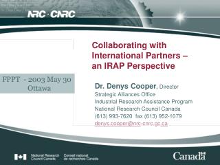 Collaborating with International Partners – an IRAP Perspective