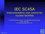 IEC SC45A Instrumentation and control for nuclear facilities E. CORTE SC45A Chairman - J.P. BOUARD SC45A Secretary IAE