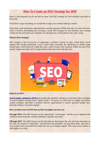 How to Create an SEO Strategy for 2020.
