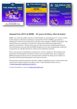 Annual Fest 2019 at BDMI – 53 years of Glory, Glee & Gusto!