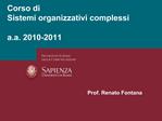 Corso di Sistemi organizzativi complessi a.a. 2010-2011
