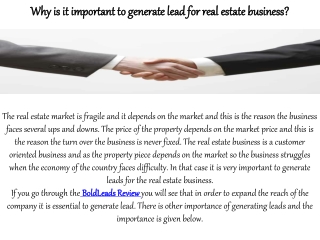Why is it important to generate lead for real estate business?