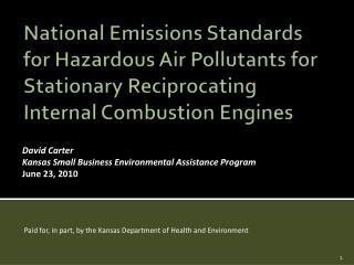 National Emissions Standards for Hazardous Air Pollutants for Stationary Reciprocating Internal Combustion Engines