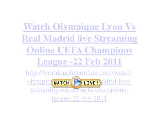Real Madrid vs Olympique Lyon live Streaming Online UEFA Cha