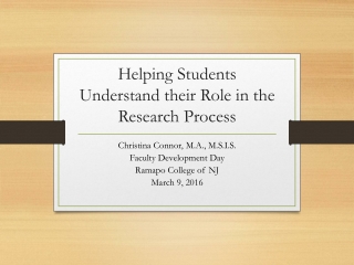 Helping Students Understand their Role in the Research Process
