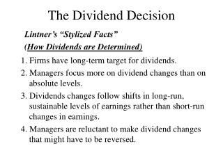 The Dividend Decision