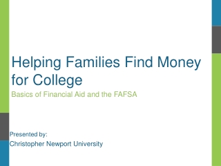 Helping Families Find Money for College