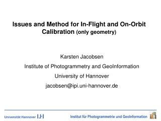 Issues and Method for In-Flight and On-Orbit Calibration  (only geometry)