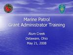 Marine Patrol Grant Administrator Training