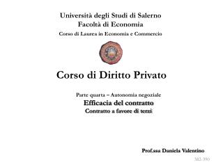 Università degli Studi di Salerno Facoltà di Economia Corso di Laurea in Economia e Commercio