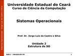 Universidade Estadual do Cear Curso de Ci ncia da Computa o Sistemas Operacionais Prof. Dr. Jorge Luiz de Castr