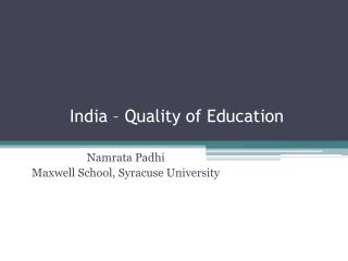 India – Quality of Education