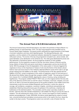 The Annual Fest of B.D.M.International, 2019