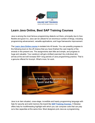 Learn Java Online, Best SAP Training Courses