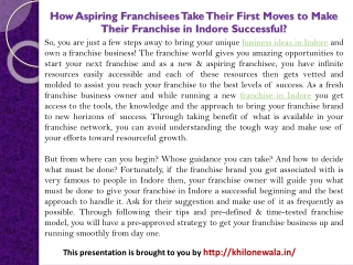 How Aspiring Franchisees Take Their First Moves to Make Their Franchise in Indore Successful?