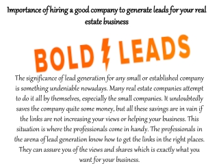 Bold Leads features that enhance your real estate business