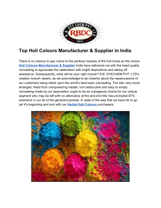 Top Holi Colours Manufacturer & Supplier in India