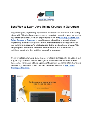 Best Way to Learn Java Online Courses in Gurugram
