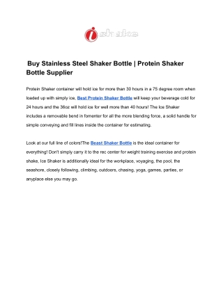 Buy Stainless Steel Shaker Bottle | Protein Shaker Bottle Supplier
