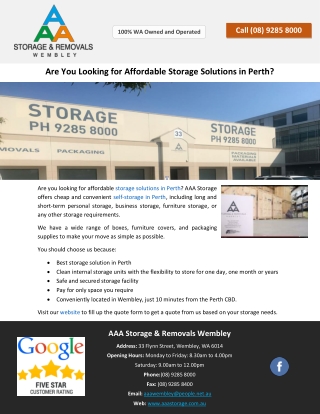 Are You Looking for Affordable Storage Solutions in Perth?
