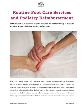 Routine Foot Care Services and Podiatry Reimbursement