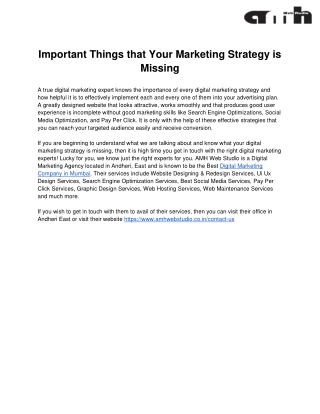 Important Things that Your Marketing Strategy is Missing
