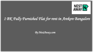 1 BK Fully Furnished Flat for rent in Arekere Bangalore