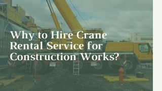 Why to Hire Crane Rental Service for Construction Works?