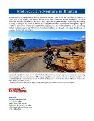 Motorcycle Adventure in Bhutan