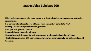 Student Visa 500 |  Student Visa Subclass 500