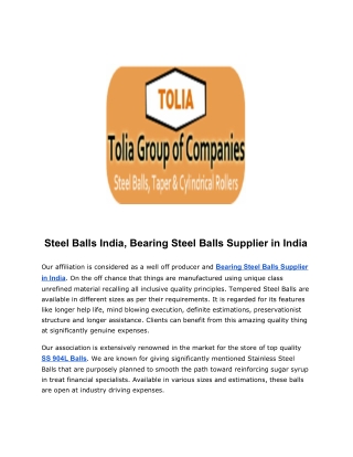 Steel Balls India, Bearing Steel Balls Supplier in India