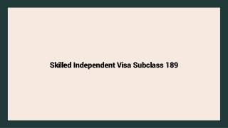 Skilled Independent Visa Subclass 189 visa subclass 189