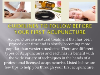 Guidelines to Follow Before Your First Acupuncture