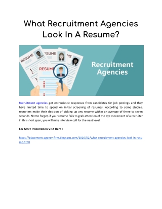 What Recruitment Agencies Look In A Resume?