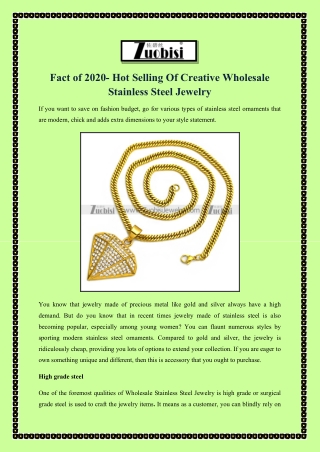 Fact of 2020- Hot Selling Of Creative Wholesale Stainless Steel Jewelry