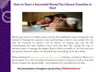 How to Start a Successful Rental Toy Library Franchise in Goa?