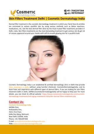 Skin Fillers Treatment Delhi | Cosmetic Dermatology India