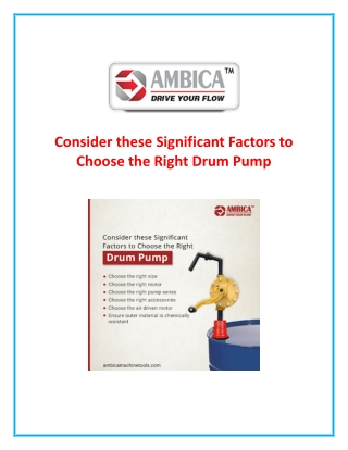 Consider these Significant Factors to Choose the Right Drum Pump