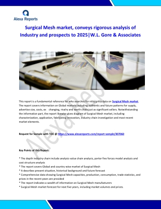 Global Surgical Mesh Market Analysis 2015-2019 and Forecast 2020-2025
