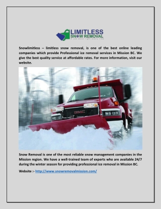 Ice Removal In Mission Bc - Snow Removal Mission