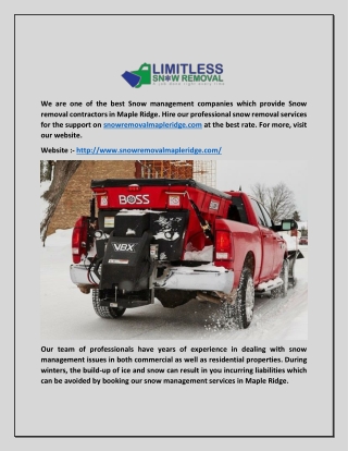 Maple Ridge Snow Removal Services - Snow Removal Maple Ridge